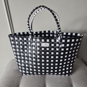 kate spade Black & White Woven Tote Bag
